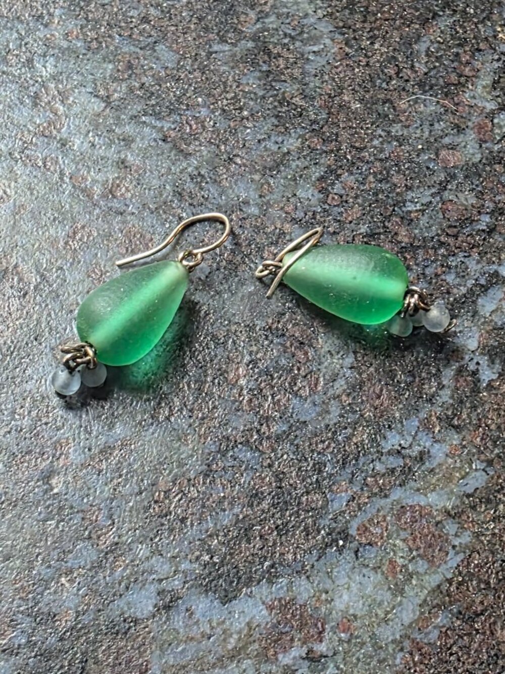 Etsy Green Sea Glass Drop Dangle Earrings